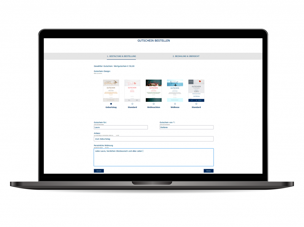 SoftTec Gutscheinverwaltung und Tool - Schritt 3 für den Kunden